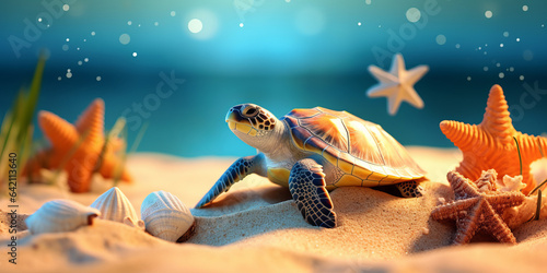 A turtle on a beach. Beach sand. Paradise. Slow and steady. Hatching turtles. Conservation and the environment.