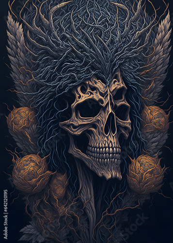 Skull death metal posters. Generative AI