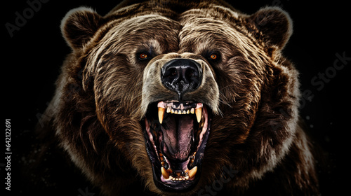 Portrait shot of an aggressive Grizzly Bear