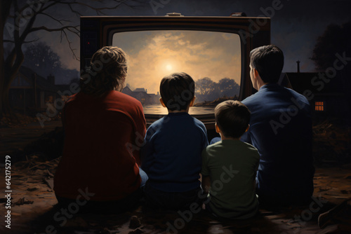 rodzina ogląda telewizję