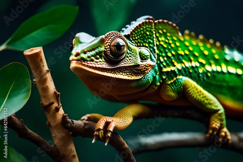 Jackson chameleon holding twig 