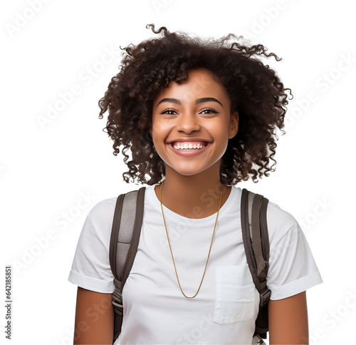 American student smiling happily on transparent background