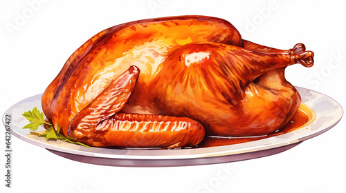 hand drawn cartoon thanksgiving food roast turkey illustration 