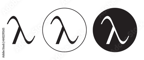 lambda vector symbol set. letter lambda icon in black color.