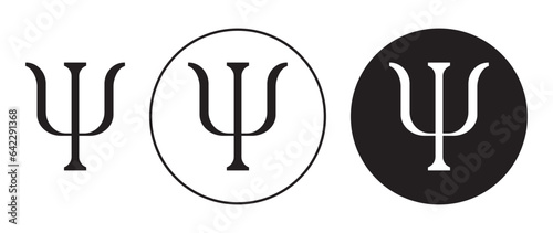 psi vector symbol set. letter psi icon in black color.