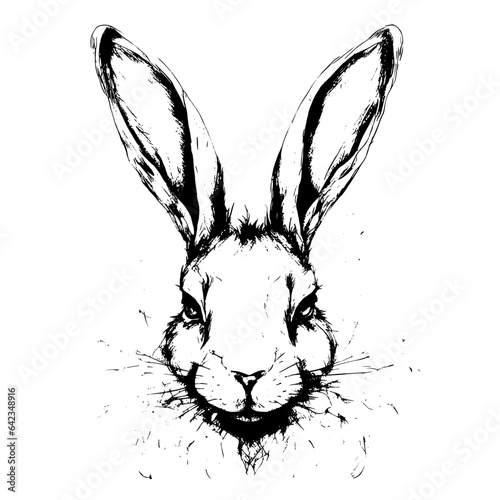 hare vector animal illustration for design. Sketch tattoo design on white background