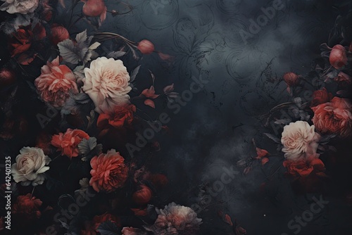 Moody Flowers: Mysterious Victorian Romance with Floral Blossom Background