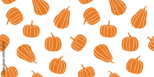 seamless autumn pattern with orange pumpkins