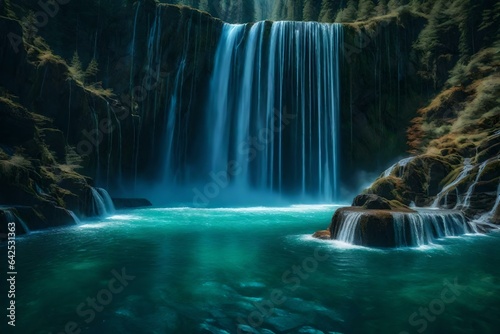 An artistic representation of a mythical waterfall that grants wishes to visitors