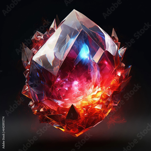 Red crystal philosopher's stone on the black background