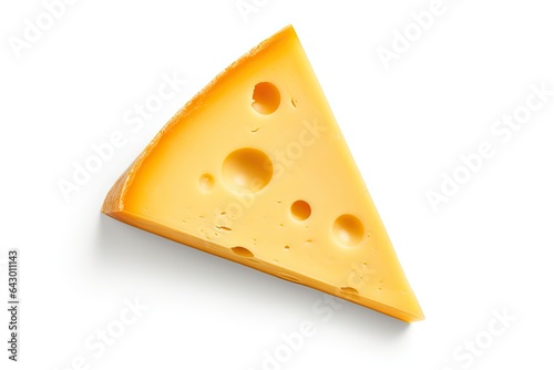 Cheese on white background with cutting path Top view Flat lay