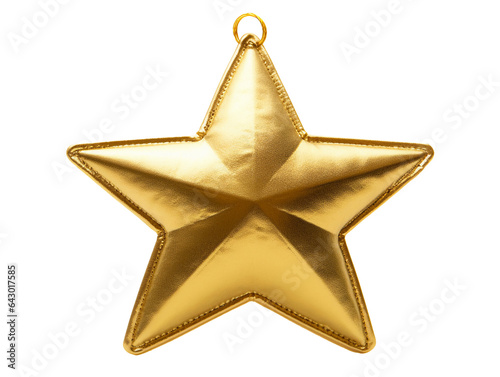 Gold star Christmas decoration isolated on transparent or white background, png