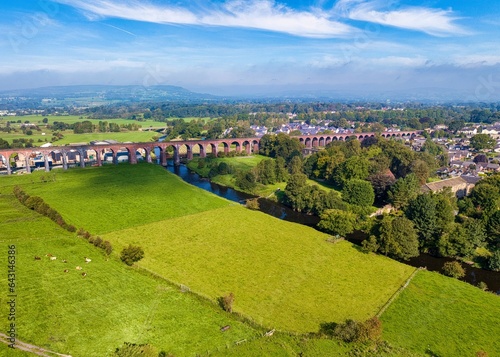 Photo of Whalley Viaduct, also known as Whalley Arches. Build between 1836 to 1850 the 605 meters long bridge is a magnificent superstructure. 