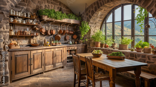 wnętrze kuchni w stylu rustykalnym
