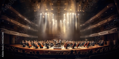 Elegant Harmony: Symphony Orchestra in Concert Hall, generative ai