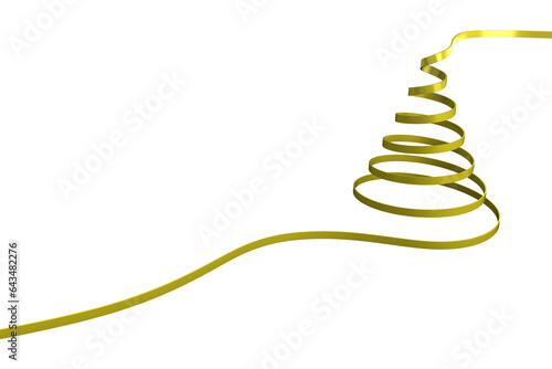 Digital png illustration of gold ribbon spiral in christmas tree shape on transparent background