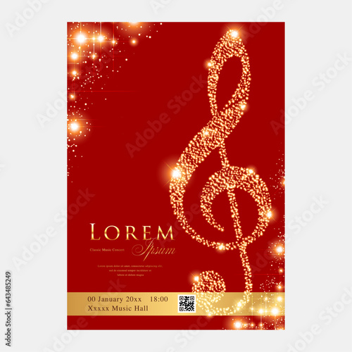 Concert poster with glowing treble clef