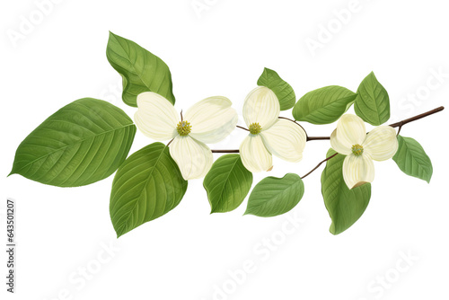 Beautiful green dogwood leaves isolated on transparent background - high quality PNG for design and decoration
