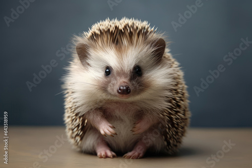 Cute Hedgehog On Gray Background . Сoncept Hedgehog Adorableness, Gray In Nature, Pet Potential, Photo Tips