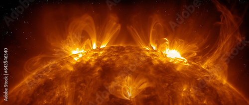 Our star with magnetic storms. Plasma flash on the surface of a our star "Elements of this image furnished by NASA"