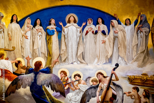 Fresco in San Rocco church, Acireale, Sicily (Italy). Santa Lucia (?)