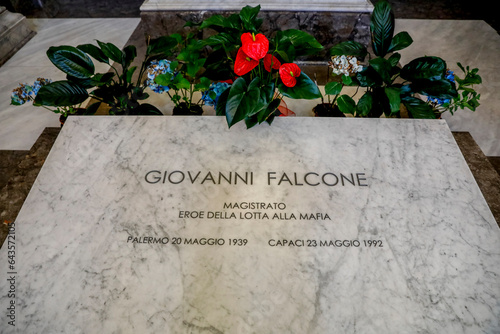 San Domenico church, Palermo, Sicily, Italy. Tomb of Giovanni Falcone, Sicilian judge killed by the maffia.