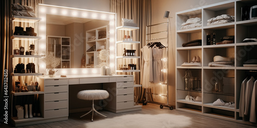 Dressing Room With Shelves And Lighting Equipment