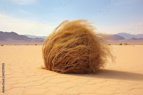 close-up of a tumbleweed caught in a desert sandstorm
