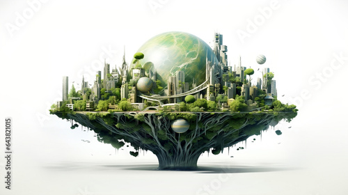 Green Utopia, An Ethical Vision of Organic Cities on a Dappled Planet, Green Earth - Generative AI