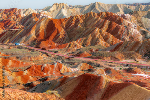 Panorama of rainbow-mountain in Zhangye Danxia Landform in China