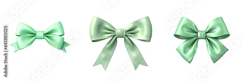 Three white satin ribbons transparent background bow