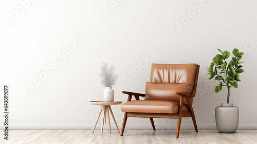 modern mid century and minimalist interior of living room
