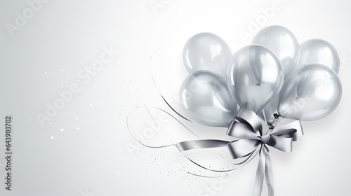 bouquet bunch of realistic transparent silver balloons