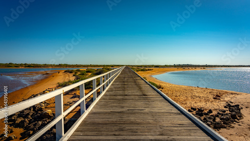 Footbridge across the water to Babbage island in Carnarvon, WA, Australia