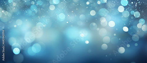 Niebieskie tło świąteczne - zimowe błyszczące płatki śniegu. Na baner na Boże narodzenie. 