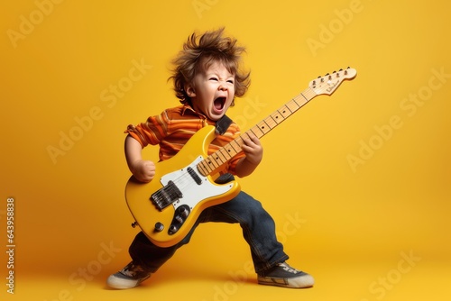 Little Boy Rocks Out on Electric Guitar