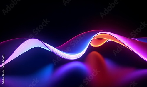 looped 3d animation, abstract neon background with glowing wavy ribbon. Minimalist animated fashion wallpaper, Generative AI