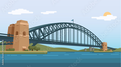 Sydney Harbour Bridge Australia Famous landmark illustration Vector