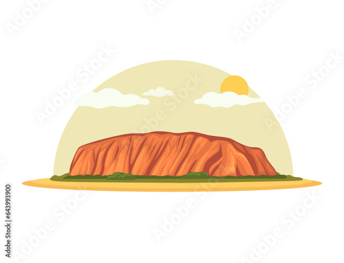 Uluru Australia Landmark Cartoon illustration Vector