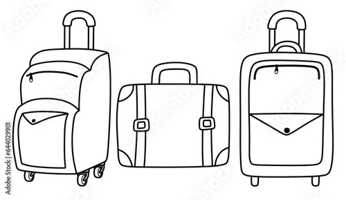 Hand drawn doodle of suitcase isolated on white background.travel bag for travel vector hand-drawn.