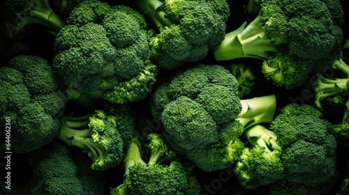 Ripe green broccoli in a heap