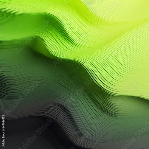 Iluzjonistyczne tło 3d - fale. Sztuka nowoczesna. Zielone odcienie,
