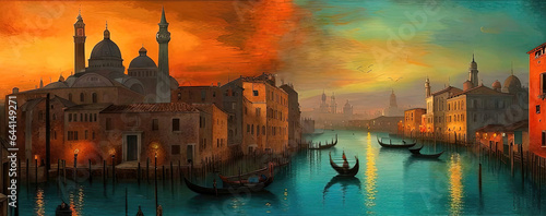 Venice, Italy, gondola - Created with Generative AI Technology