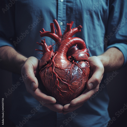 Un hombre atajando un corazón vivo, imagen generada por IA