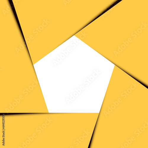 pentagon abstract background. geometric shape aperure camera black and yellow. geometry shape transparent background with copy space. 