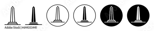 obelisk icon set. egypt egyptian monument argentina vector symbol in black filled and outlined style.