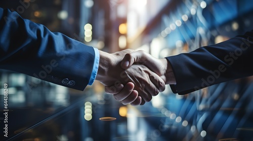 Businessmen making handshake with partner, greeting, dealing, merger and acquisition, business joint venture concept, for business, finance and investment background, teamwork and successful business