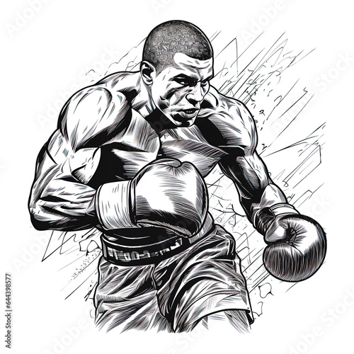 Male boxer linear art illustration.