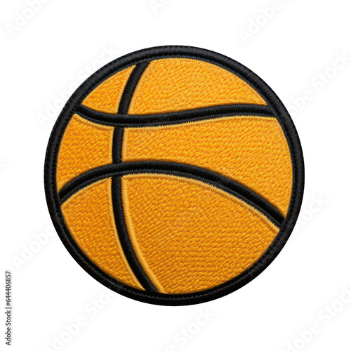 basketball embroidered patch badge on isolated transparent background png, generative ai