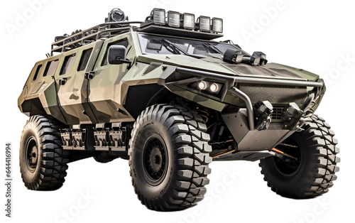Army Reconnaissance Vehicle Isolated on Transparent PNG Background, rendering. Generative AI